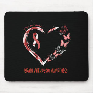 Aneurysm Awareness I'm Survivor Heart Ribbon 1 Mouse Pad