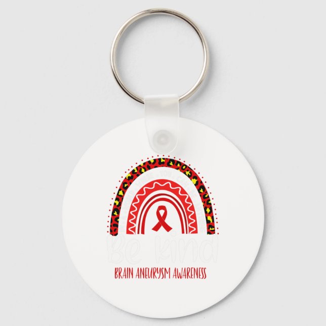 Aneurysm Awareness Leopard Rainbow Choose Kindness Keychain (Front)