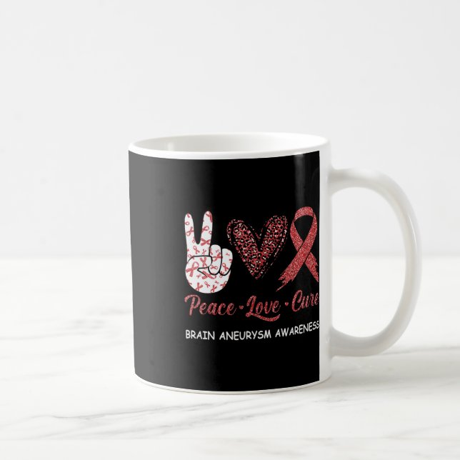 Aneurysm Awareness Peace Love Cure Leopard 1  Coffee Mug (Right)