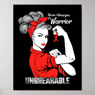 Aneurysm Awareness Strong Unbreakable Women Red Ri Poster