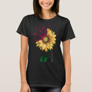 Aneurysm Awareness Sunflower Burgundy Ribbon Fight T-Shirt