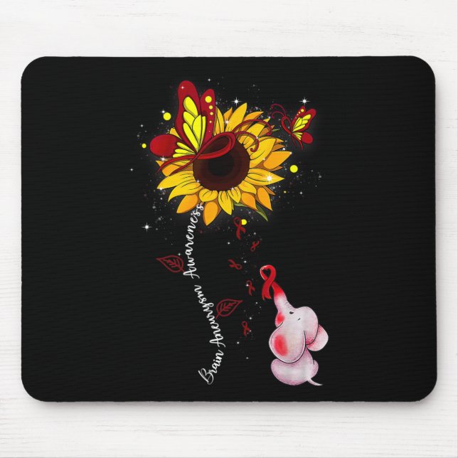 Aneurysm Awareness Sunflower Elephant Men  Mouse Pad (Front)