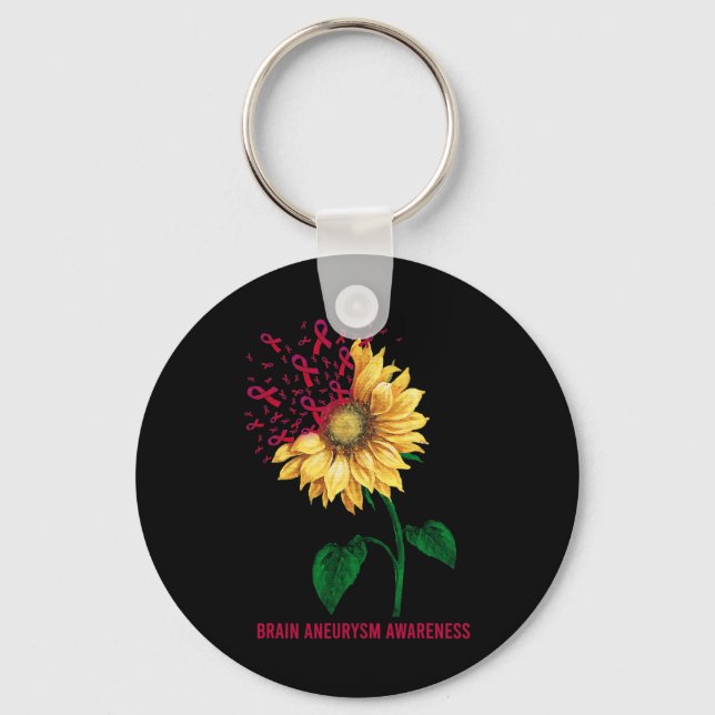 Aneurysm Awareness Sunflower  Keychain (Front)