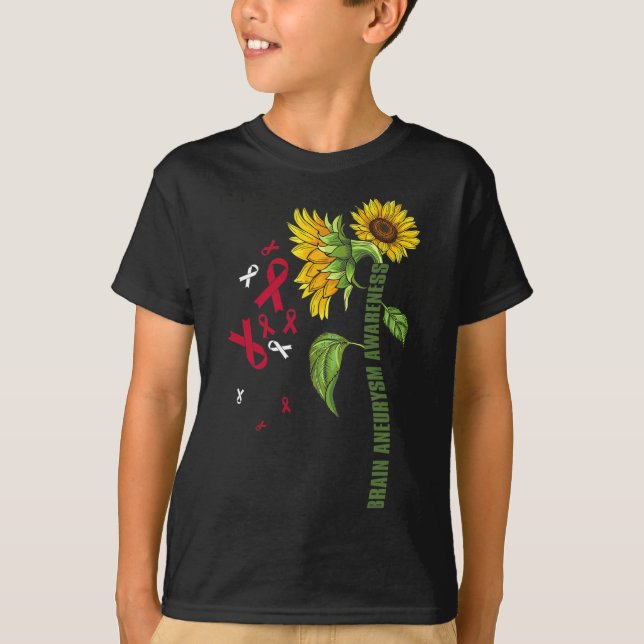 Aneurysm Awareness Sunflower Surgery Support Graph T-Shirt (Front)