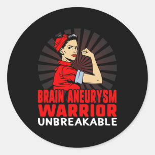 Aneurysm Awareness Unbreakable Women Red Ribbon Fl Classic Round Sticker