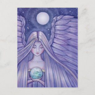 Ange avec carte postale du petit monde