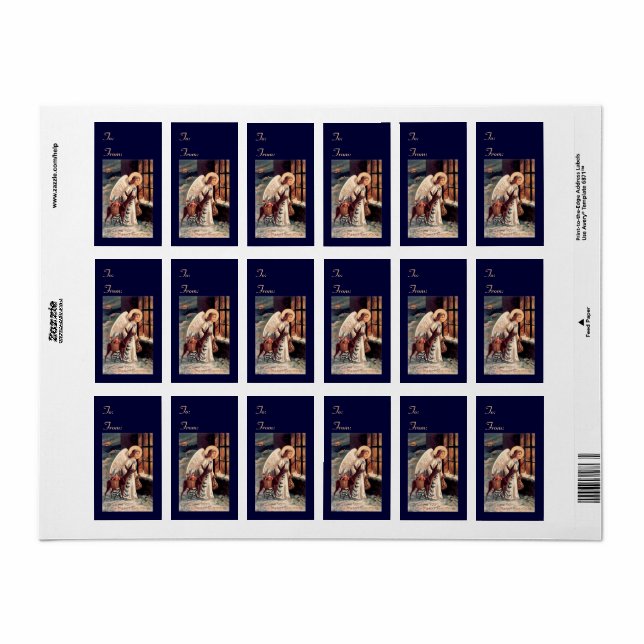 Ange avec cerf Noël Balise cadeau Stickers (Feuille entière)