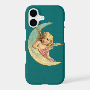 Ange dans une image vintage de lune croissante