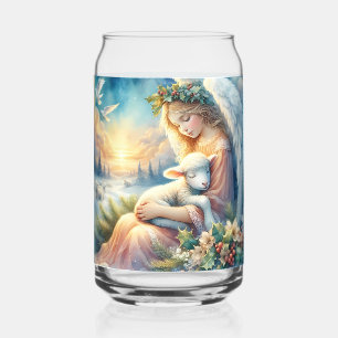 Ange de Noël avec agneau en paix en hiver