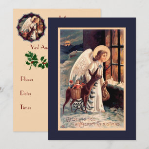 Ange de Noël avec invitation de cerfs