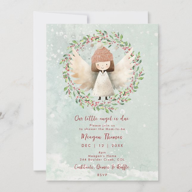 Ange de Noël et baby shower saint Invitation (Devant)