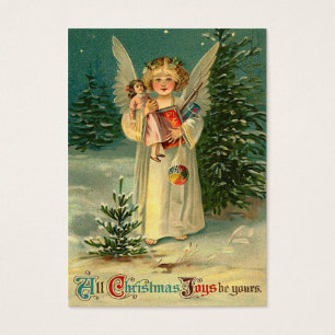 Ange de Noël Vintage avec jouets Tags cadeaux