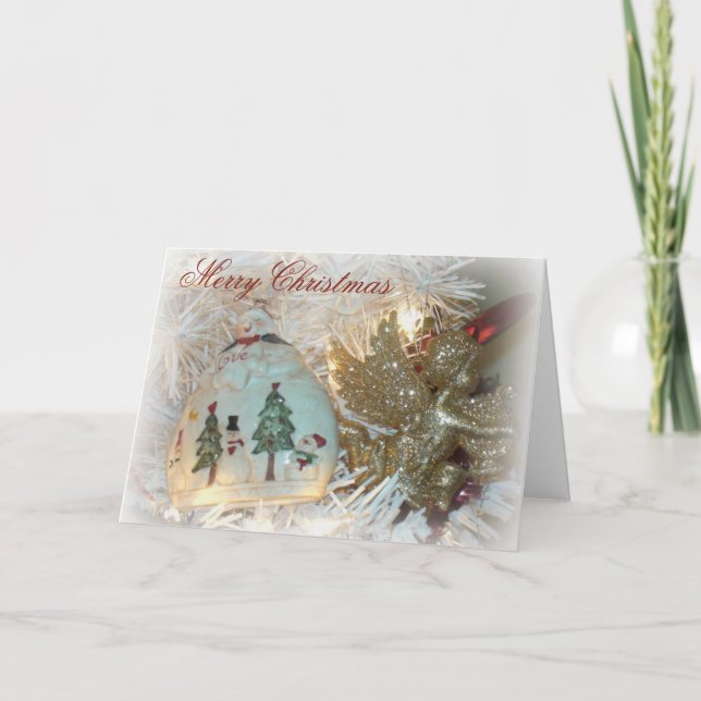 Ange et carte de Noël d'étincelle de bonhomme de (Devant)
