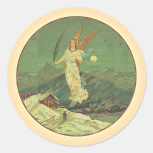 Ange Gardien Au-Dessus De La Ville Sticker Rond Cl