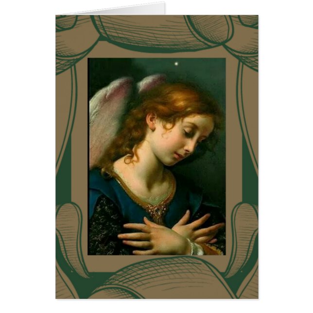 Ange gardien avec de l'or et la frontière verte (Devant)