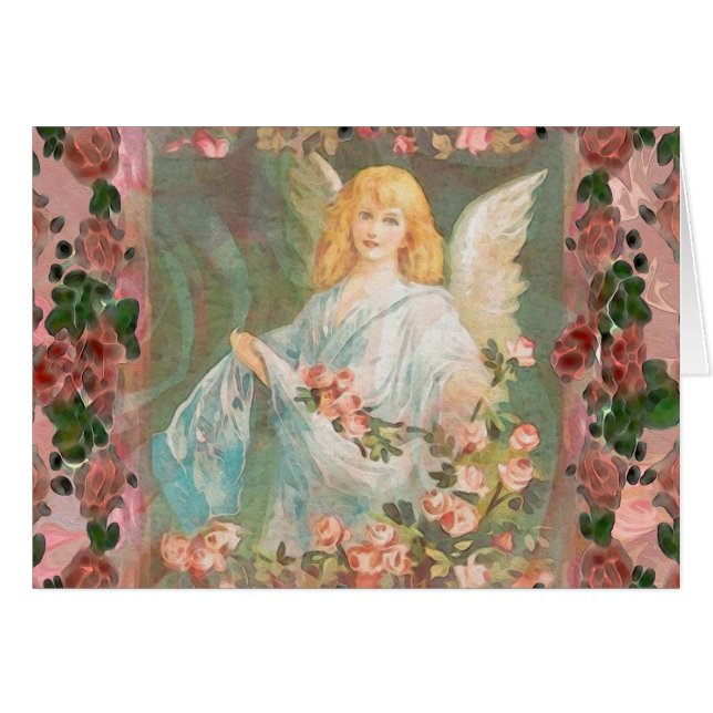 Ange gardien avec les roses roses (Devant Horizontal)