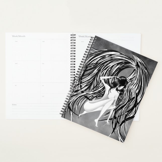 Ange tombé gris monochrome  (Devant avec enveloppe)