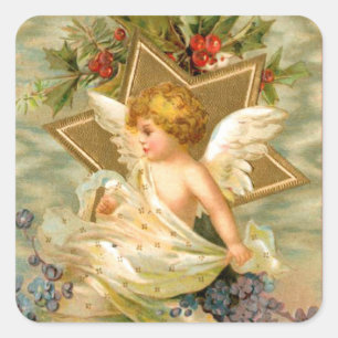 Ange vintage et autocollant de Noël étoile