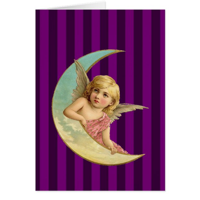 Ange vintage sur une lune croissant (Devant)