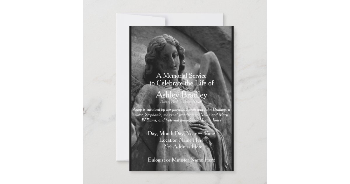 Angel 1 Memorial Service Funeral Announcement Zazzle