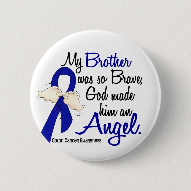 Angel 2 Brother Colon Cancer Inch Round Button (Front)