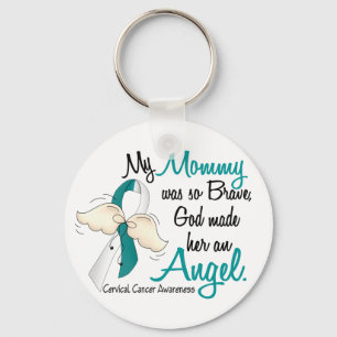 Angel 2 Cervical Cancer Mommy Keychain