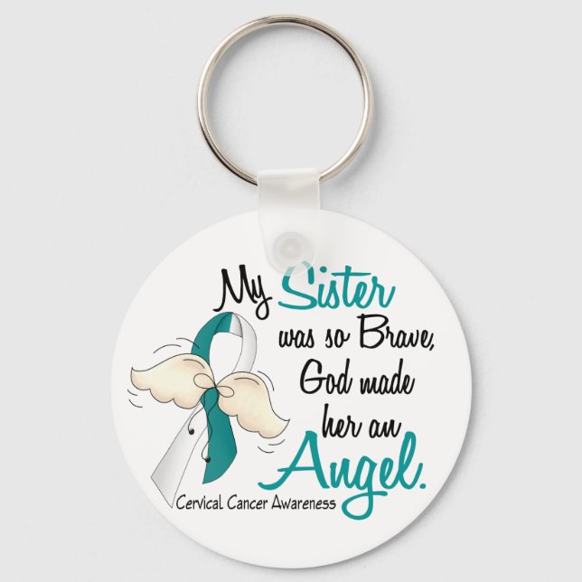 Angel 2 Cervical Cancer Sister Keychain (Front)