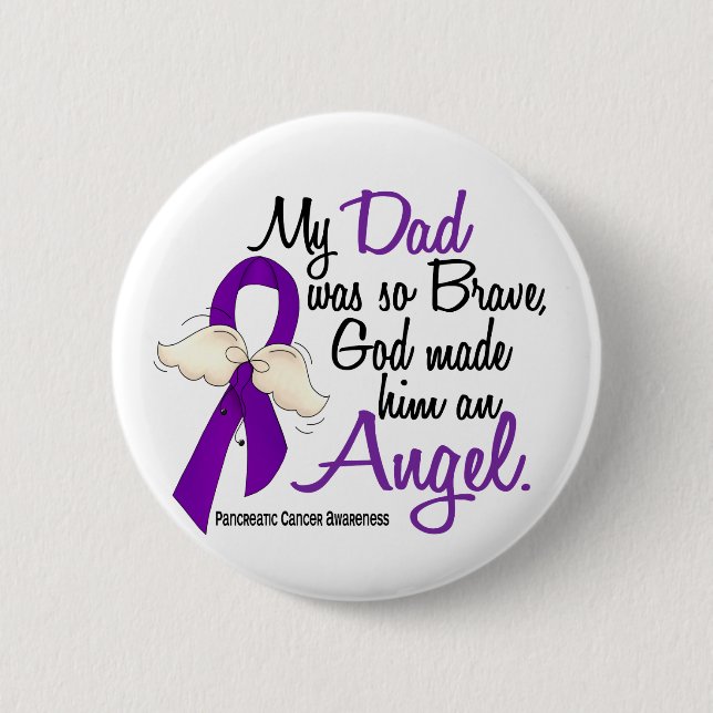 Angel 2 Dad Pancreatic Cancer Inch Round Button (Front)