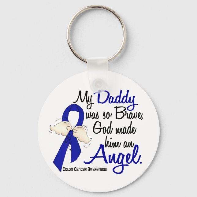 Angel 2 Daddy Colon Cancer Keychain (Front)