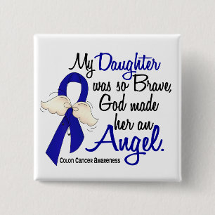 Angel 2 Daughter Colon Cancer 2 Inch Square Button