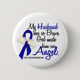 Angel 2 Husband Colon Cancer Inch Round Button