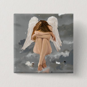 Angel! 2 Inch Square Button