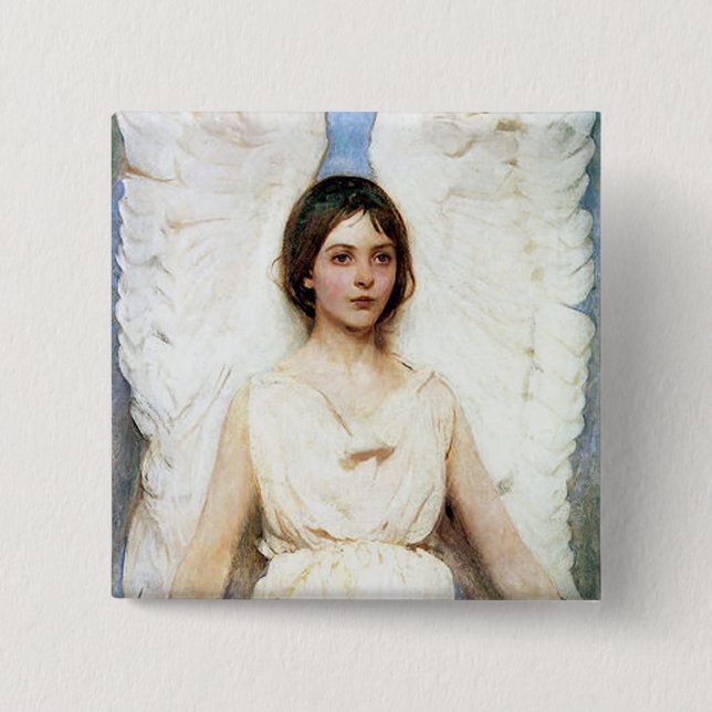 Angel 2 Inch Square Button (Front)