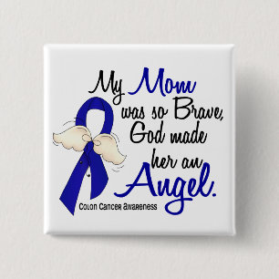 Angel 2 Mom Colon Cancer Inch Square Button