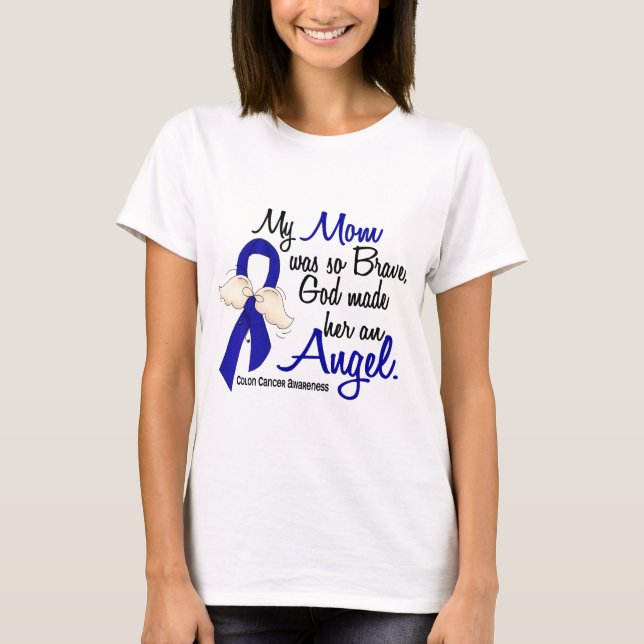 Angel 2 Mom Colon Cancer T-Shirt (Front)