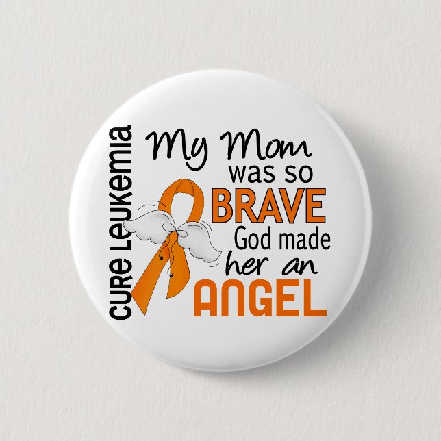 Angel 2 Mom Leukaemia Inch Round Button (Front)