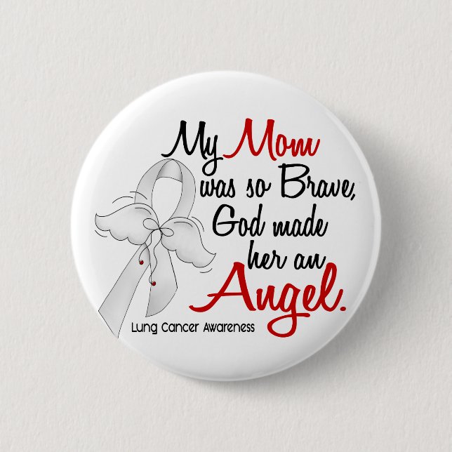 Angel 2 Mom Lung Cancer Inch Round Button (Front)