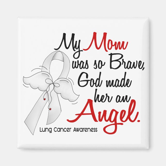 Angel 2 Mom Lung Cancer Magnet (Front)