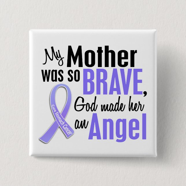 Angel 2 Mother Stomach Cancer 2 Inch Square Button (Front)