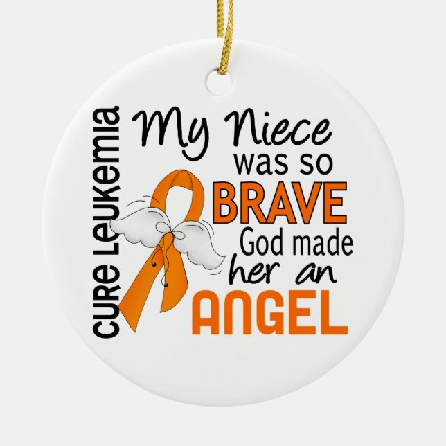 Angel 2 Niece Leukaemia Ceramic Ornament (Front)