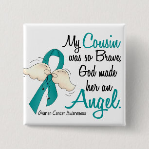 Angel 2 Ovarian Cancer Cousin Inch Square Button