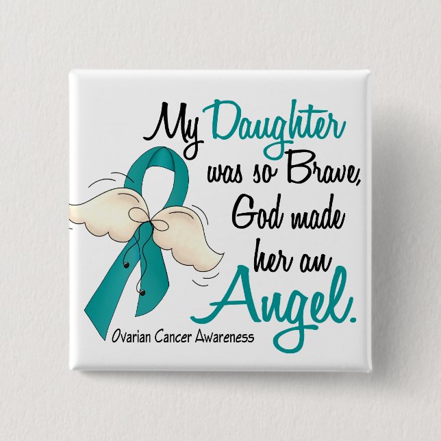 Angel 2 Ovarian Cancer Daughter 2 Inch Square Button (Front)