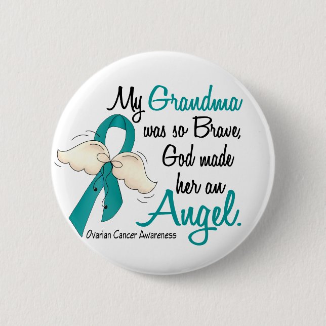 Angel 2 Ovarian Cancer Grandma 2 Inch Round Button (Front)
