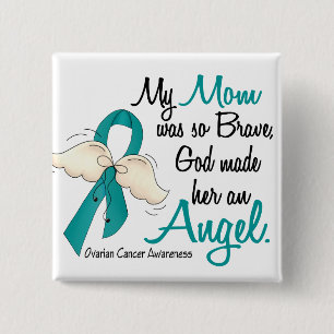 Angel 2 Ovarian Cancer Mom 2 Inch Square Button