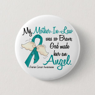Angel 2 Ovarian Cancer Mother-In-Law Inch Round Button