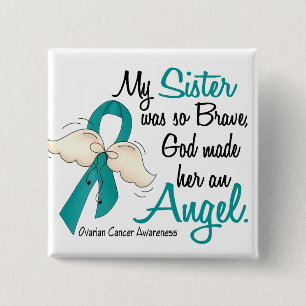 Angel 2 Ovarian Cancer Sister Inch Square Button
