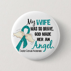 Angel 2 Ovarian Cancer Wife Inch Round Button