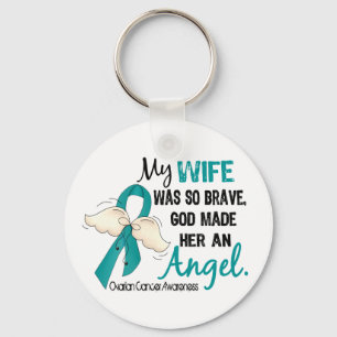 Angel 2 Ovarian Cancer Wife Keychain
