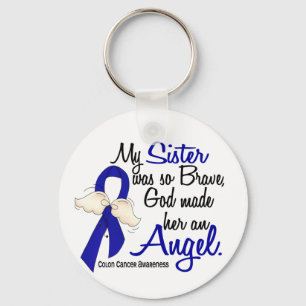 Angel 2 Sister Colon Cancer Keychain