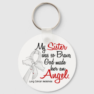 Angel 2 Sister Lung Cancer Keychain